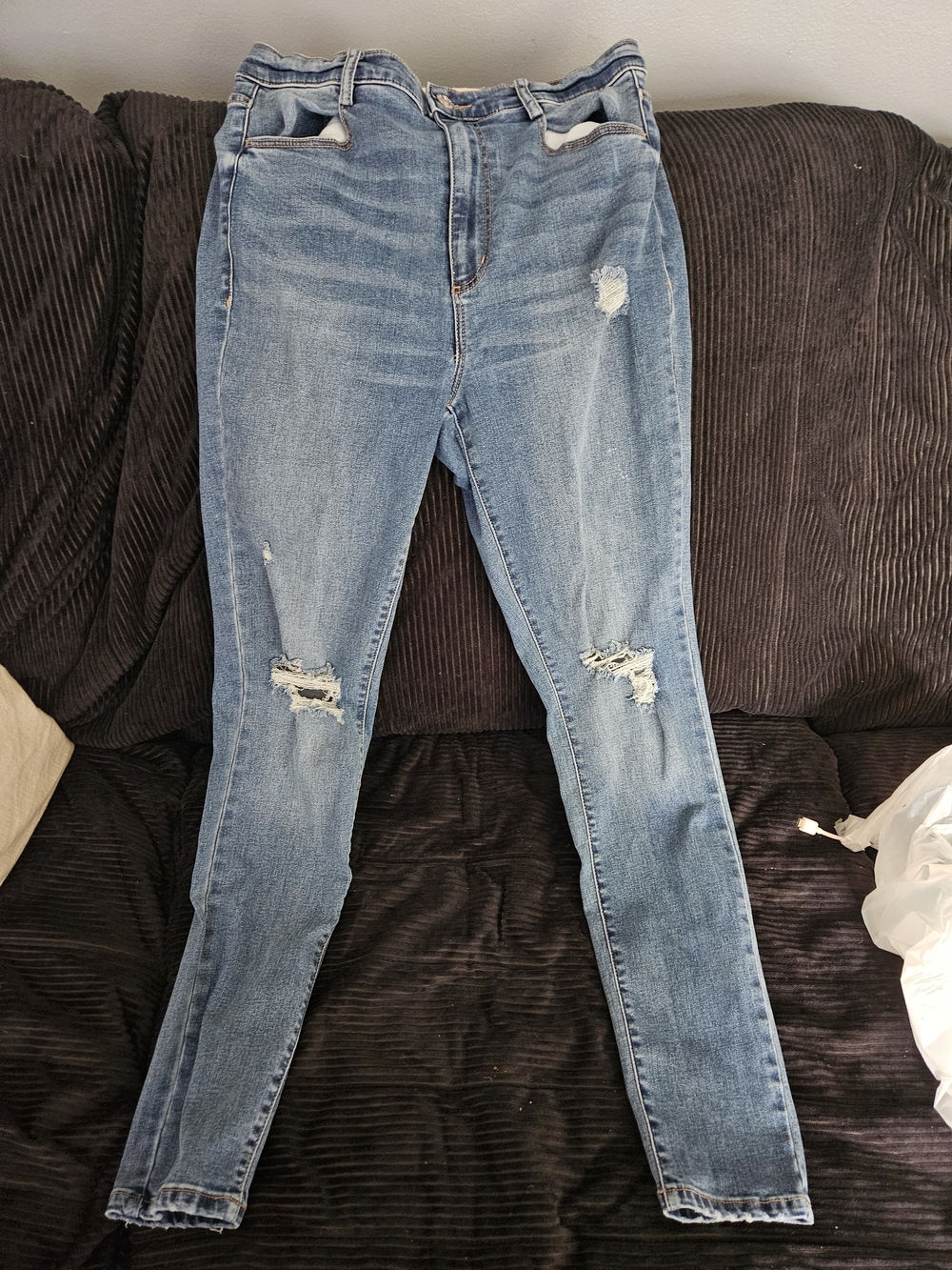 Garage Light Blue Distressed Skinny Jeans